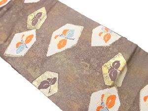 引箔抽象草花模様織出し名古屋帯